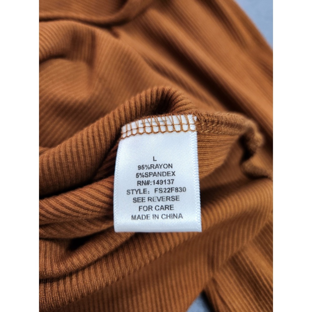 FIRESTAR Mini Dress Women L Brown Ribbed Knit Back Cutout Long Sleeve Party Club - Picture 6 of 12